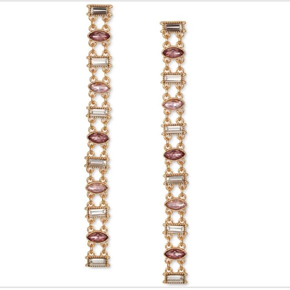 NWT Guess Gold-Tone Crystal Drop 4” Earrings - Picture 1 of 3